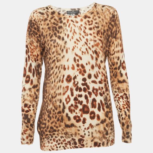 Leopard Print Wool Blend Top L - Salvatore Ferragamo - Modalova