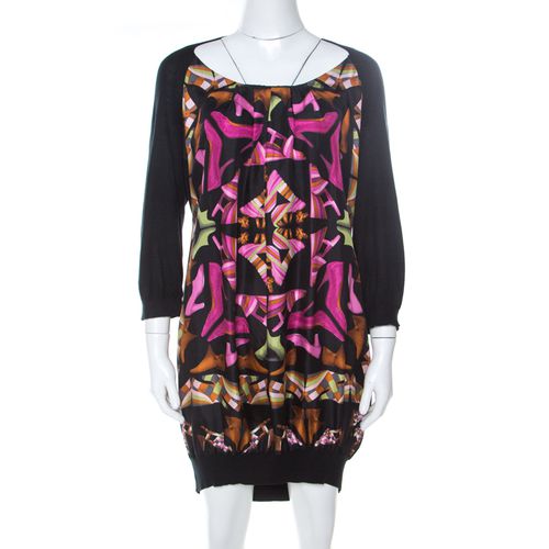 Salvatore Ferragamo Multicolor Printed Silk and Knit Long Sleeve Dress S - Salvatore Ferragamo - Modalova