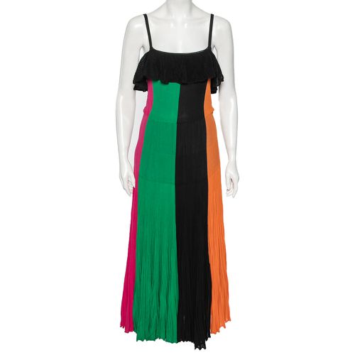 Salvatore Ferragamo Multicolor Pleated Knit Maxi Dress S - Salvatore Ferragamo - Modalova