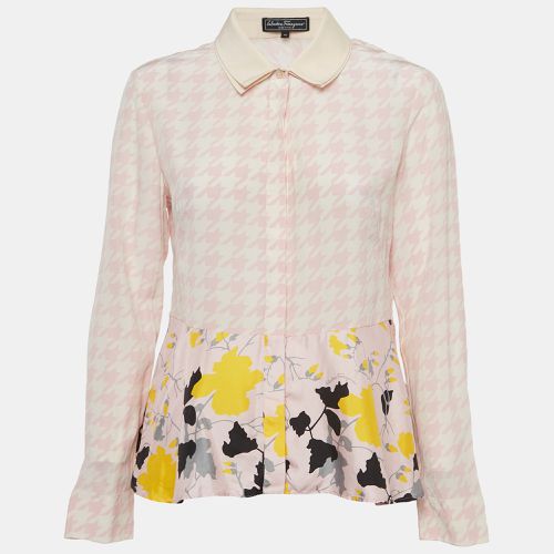 Salvatore Ferragamo Pink Print Silk Peplum Shirt Blouse L - Salvatore Ferragamo - Modalova