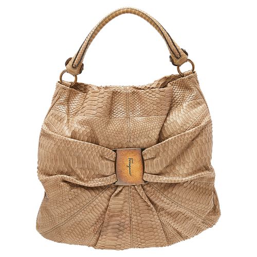 Python Leather Miss Vara Denise Hobo - Salvatore Ferragamo - Modalova