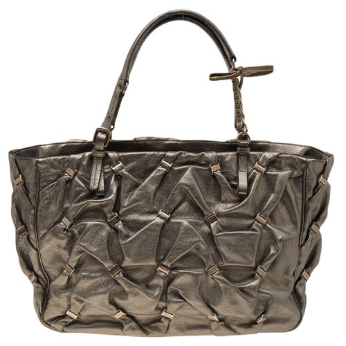 Salvatore Ferragamo Metallic Olive Leather Tote - Salvatore Ferragamo - Modalova