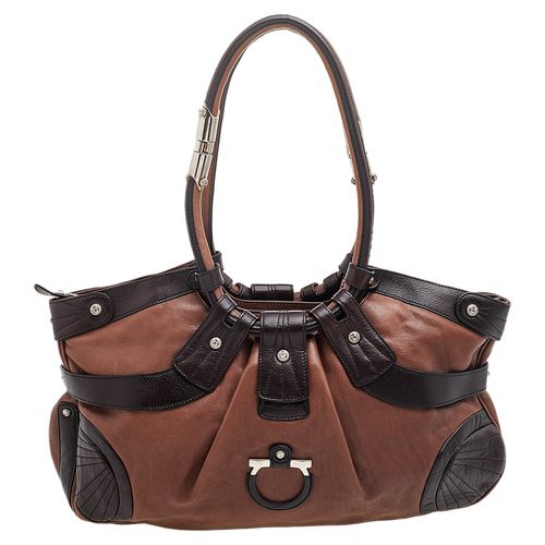 Salvatore Ferragamo Brown Leather Gancini Shoulder Bag - Salvatore Ferragamo - Modalova