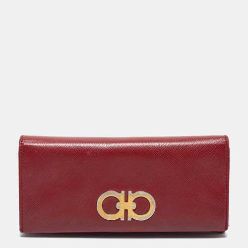 Salvatore Ferragamo Red Leather Double Gancio Continental Wallet - Salvatore Ferragamo - Modalova