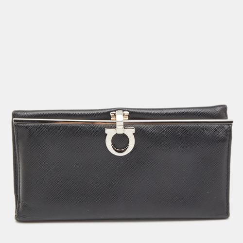 Salvatore Ferragamo Black Leather Gancini Bit Continental Wallet - Salvatore Ferragamo - Modalova