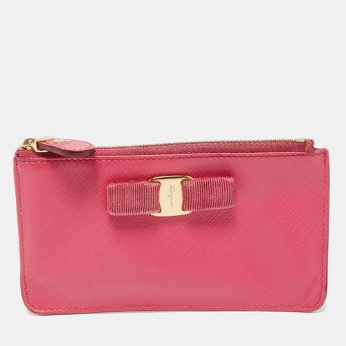 Salvatore Ferragamo Fuchsia Leather Bow Zip Coin Purse - Salvatore Ferragamo - Modalova