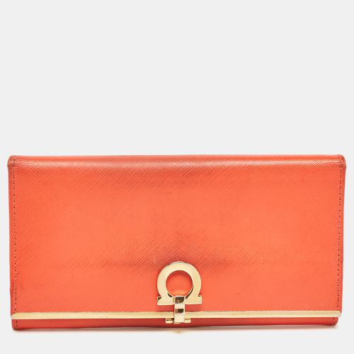 Salvatore Ferragamo Orange Leather Gancini Icona Continental Wallet - Salvatore Ferragamo - Modalova