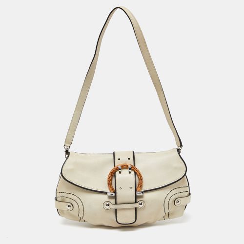 Salvatore Ferragamo Beige/Black Leather Flap Shoulder Bag - Salvatore Ferragamo - Modalova