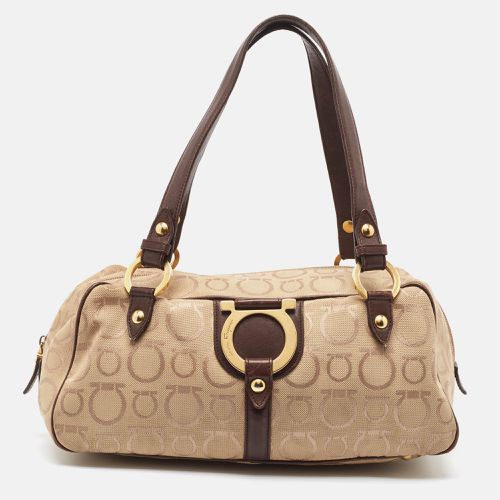 Dark Brown/ Signature Canvas Satchel - Salvatore Ferragamo - Modalova