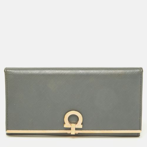 Salvatore Ferragamo Grey Leather Gancini Icona Continental Wallet - Salvatore Ferragamo - Modalova