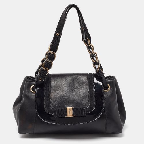 Salvatore Ferragamo Black Leather Flap Satchel - Salvatore Ferragamo - Modalova