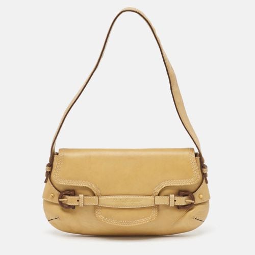 Leather Gancini Buckle Flap Hobo - Salvatore Ferragamo - Modalova