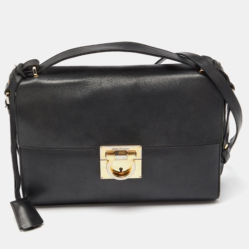 Salvatore Ferragamo Black Leather Gancio Lock Top Handle Bag - Salvatore Ferragamo - Modalova