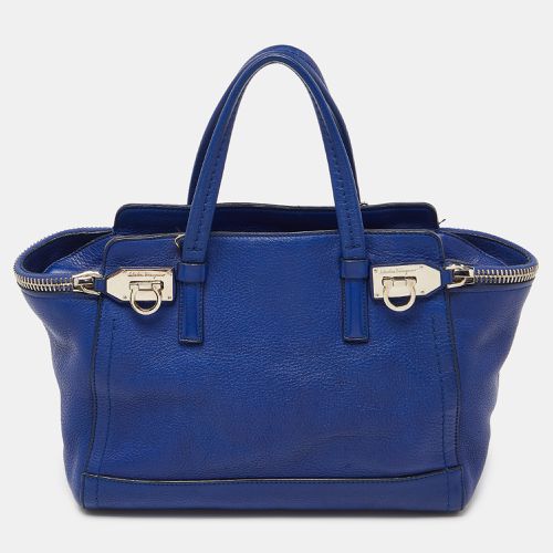 Salvatore Ferragamo Blue Leather Zip Tote - Salvatore Ferragamo - Modalova