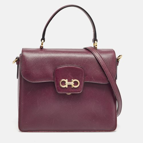 Salvatore Ferragamo Burgundy Leather Kelly Top Handle Bag - Salvatore Ferragamo - Modalova