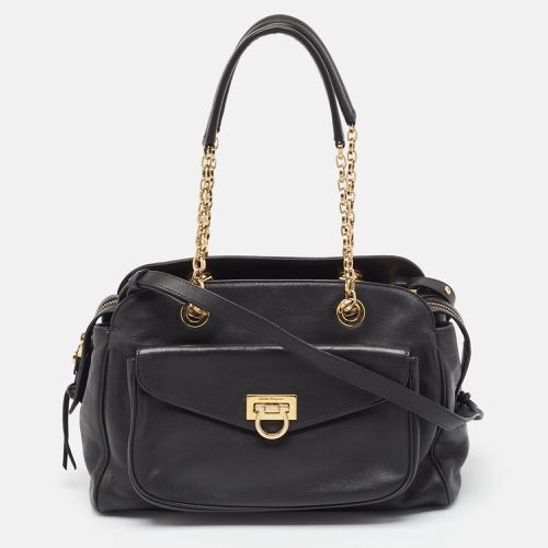 Salvatore Ferragamo Black Leather Aline Smooth Shoulder Bag - Salvatore Ferragamo - Modalova