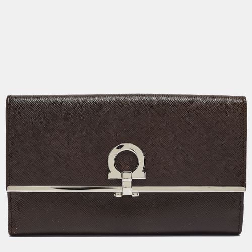 Salvatore Ferragamo Brown Leather Gancini Icona Continental Wallet - Salvatore Ferragamo - Modalova