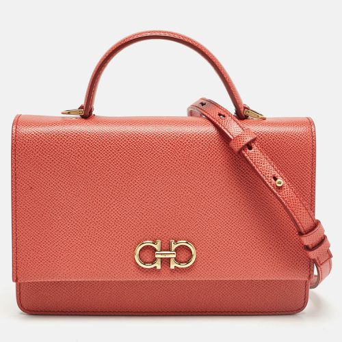 Salvatore Ferragamo Brick Red Leather Mini Gancini Top Handle Bag - Salvatore Ferragamo - Modalova