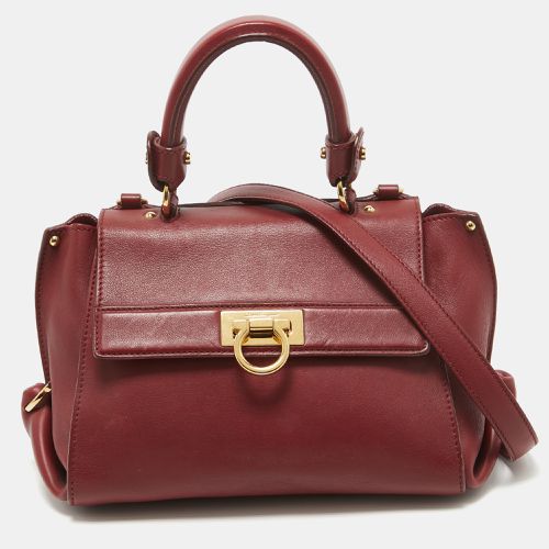 Salvatore Ferragamo Burgundy Leather Small Sofia Top Handle Bag - Salvatore Ferragamo - Modalova