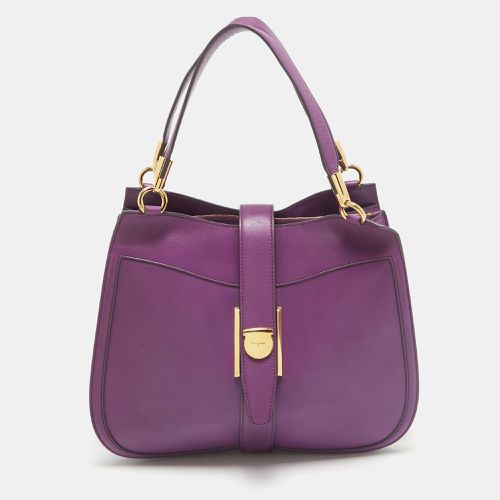 Salvatore Ferragamo Purple Leather Enny Hobo - Salvatore Ferragamo - Modalova