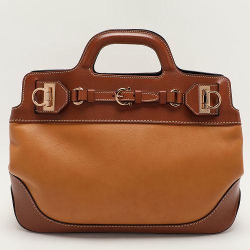 Salvatore Ferragamo Brown Two Tone Leather W Satchel - Salvatore Ferragamo - Modalova