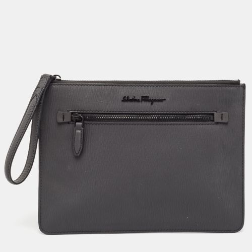 Salvatore Ferragamo Dark Grey Leather Clutch - Salvatore Ferragamo - Modalova