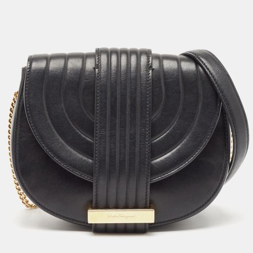 Salvatore Ferragamo Black Quilted Leather Rosette Crossbody Bag - Salvatore Ferragamo - Modalova