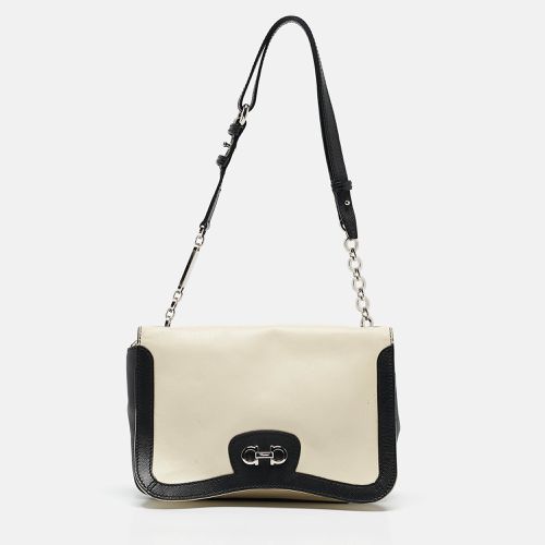 Salvatore Ferragamo Black/Off White Leather Gancini Shoulder Bag - Salvatore Ferragamo - Modalova