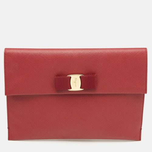 Red Leather Miss Vara Slim Clutch - Salvatore Ferragamo - Modalova