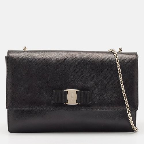 Salvatore Ferragamo Black Leather Vara Bow Chain Shoulder Bag - Salvatore Ferragamo - Modalova