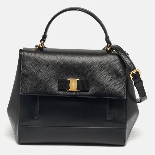 Salvatore Ferragamo Black Leather Carrie Top Handle Bag - Salvatore Ferragamo - Modalova