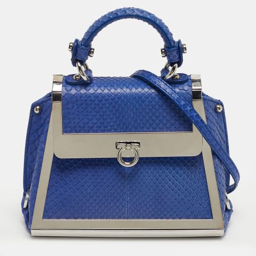 Sofia Mini Python Metal Frame Top Handle Bag - Salvatore Ferragamo - Modalova