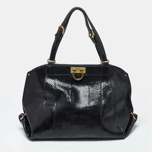 Gancio Python Satchel - Salvatore Ferragamo - Modalova