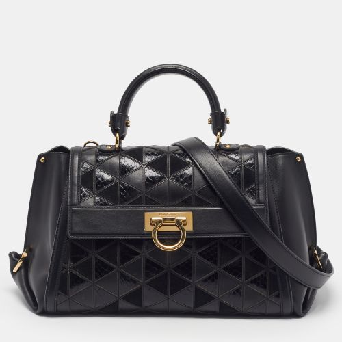 Sofia Medium Leather and Snakeskin Top Handle Bag - Salvatore Ferragamo - Modalova