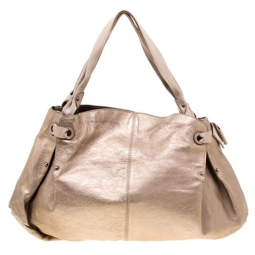 Salvatore Ferragamo Beige Leather and Canvas Bow Hobo - Salvatore Ferragamo - Modalova