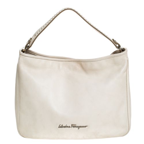 Salvatore Ferragamo Off-White Leather Hobo - Salvatore Ferragamo - Modalova