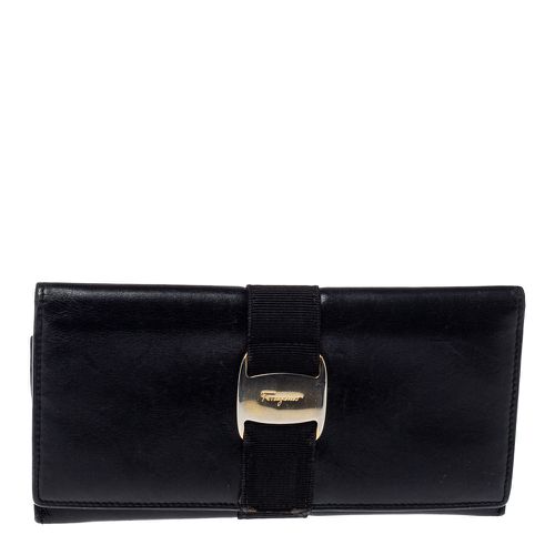 Salvatore Ferragamo Black Leather Bow Wallet - Salvatore Ferragamo - Modalova