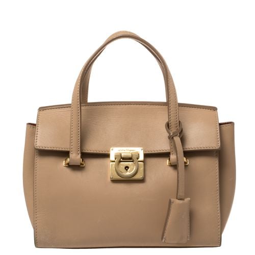 Salvatore Ferragamo Beige Leather Mara Satchel - Salvatore Ferragamo - Modalova