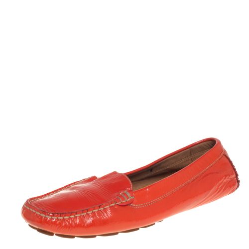 Salvatore Ferragamo Orange Patent Leather Slip On Loafers Size 38.5 - Salvatore Ferragamo - Modalova