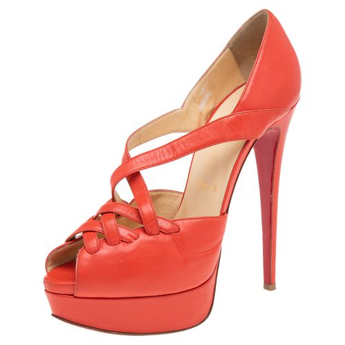 Christian Louboutin Orange Leather Platform Sandals Size 38 - Salvatore Ferragamo - Modalova