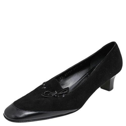 Salvatore Ferragamo Black Leather And Suede Bow Pumps Size 38.5 - Salvatore Ferragamo - Modalova