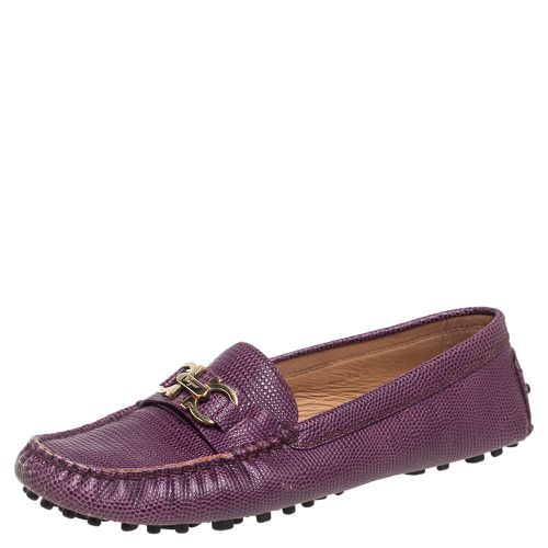 Salvatore Ferragamo Purple Lizard Embossed Leather Gancini Bit Loafers Size 36 - Salvatore Ferragamo - Modalova