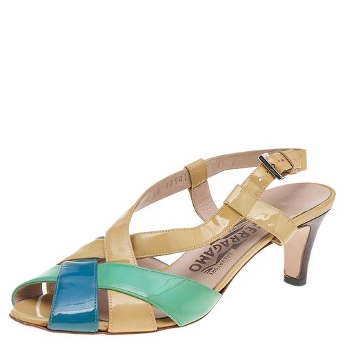 Salvatore Ferragamo Multicolor Patent Leather Sandals Size 37 - Salvatore Ferragamo - Modalova