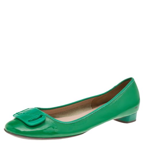 Salvatore Ferragamo Green Patent Leather Ballet Flats Size 41 - Salvatore Ferragamo - Modalova