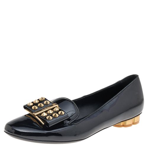 Salvatore Ferragamo Black Patent Leather Smoking Slippers Size 36.5 - Salvatore Ferragamo - Modalova