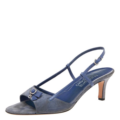 Salvatore Ferragamo Blue Suede and Leather Slingback Sandals Size 40 - Salvatore Ferragamo - Modalova