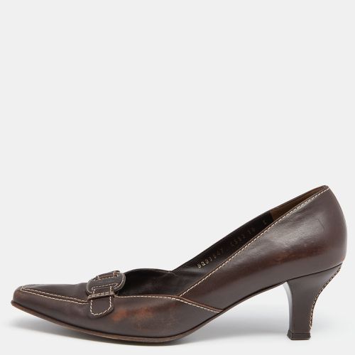 Salvatore Ferragamo Vintage Brown Leather Pointed Toe Pumps Size 40.5 - Salvatore Ferragamo - Modalova