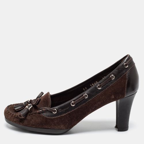 Salvatore Ferragamo Brown Suede and Leather Loafer Pumps Size 37 - Salvatore Ferragamo - Modalova