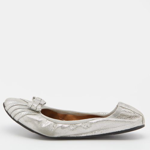 Salvatore Ferragamo Silver Suede Ballet Flats Size 38 - Salvatore Ferragamo - Modalova