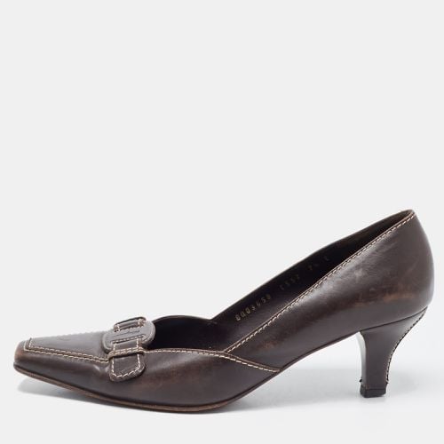 Salvatore Ferragamo Brown Leather Square Toe Pumps Size 38 - Salvatore Ferragamo - Modalova